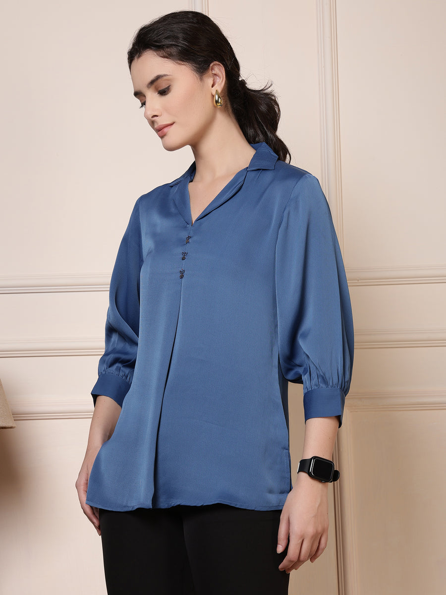 Women Blue Formal Top – Casual & Office Wear