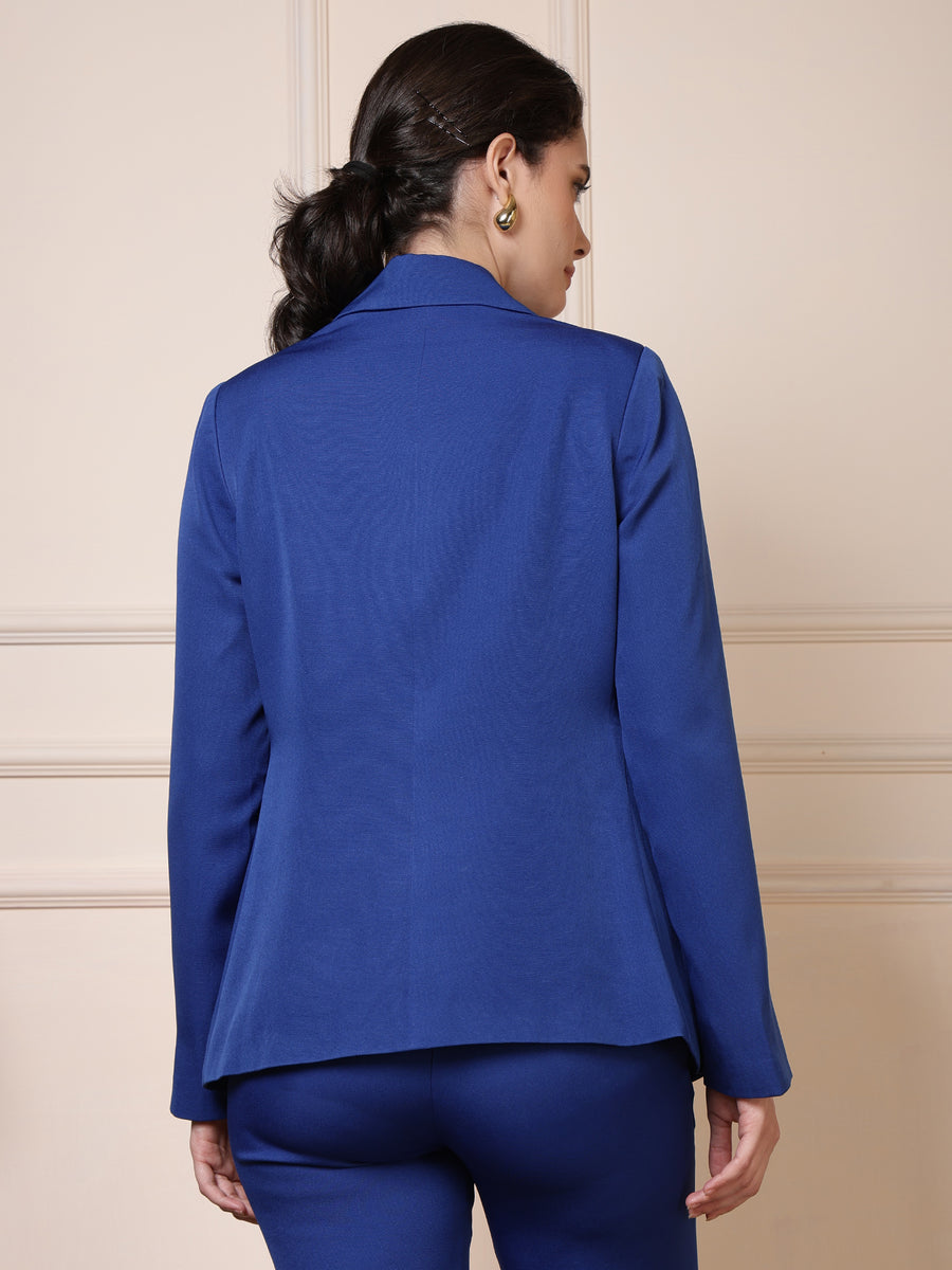 Royal Blue Single-Breasted Coat for Women