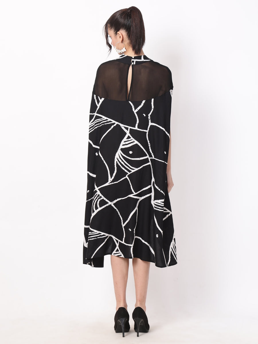 black abstract dress Xena Dress in Black Abstract Dot Field Day