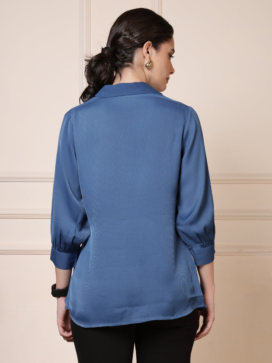 Women Blue Formal Top – Casual & Office Wear