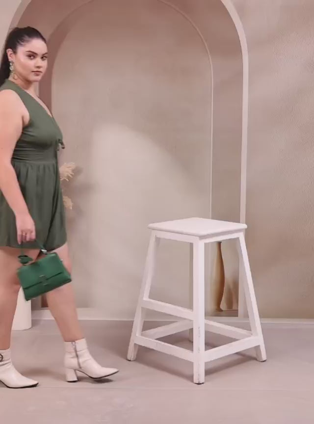 Olive Green V-Neck Sleeveless Playsuit for Women